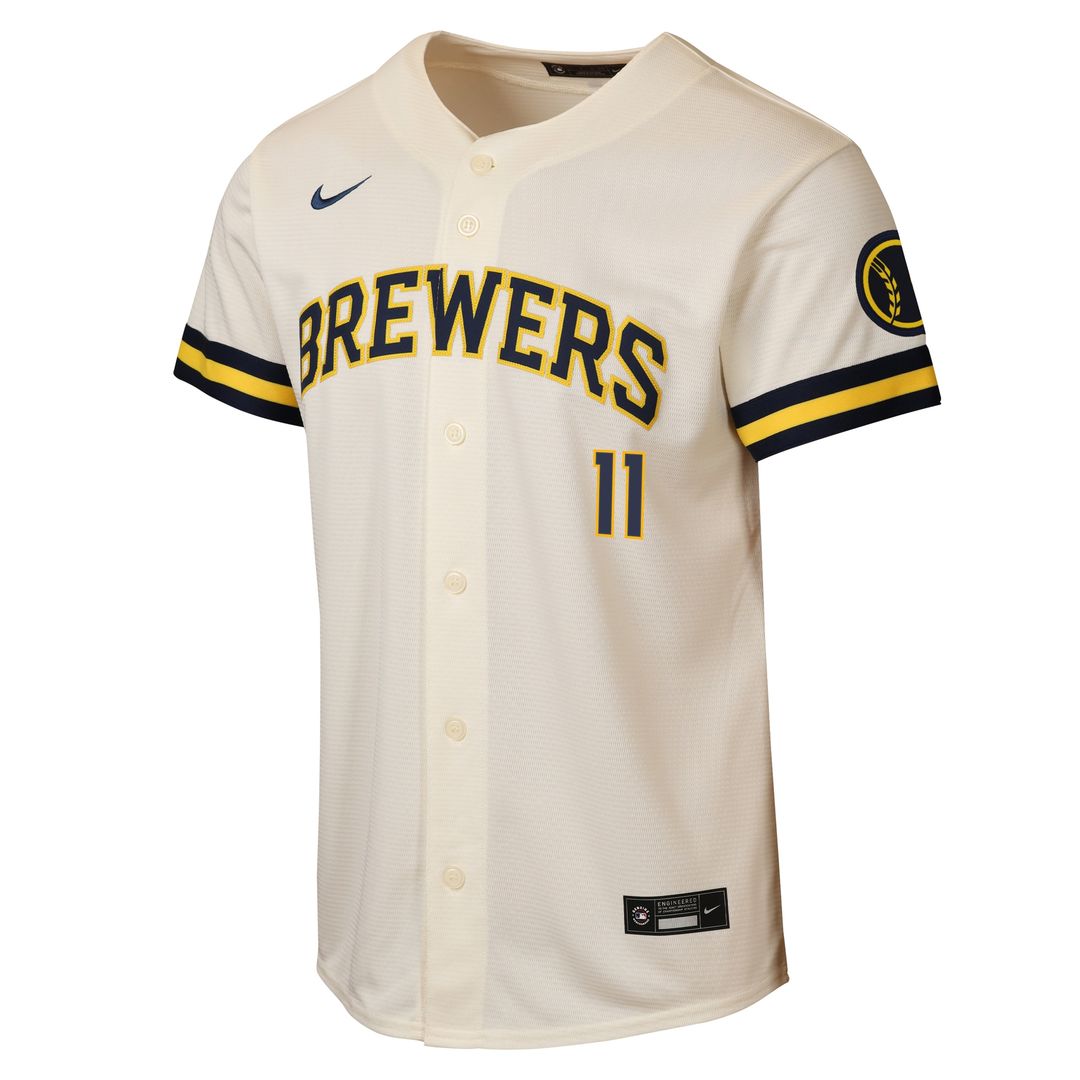 Milwaukee Brewers Jackson Chourio Nike Youth Home Stadium Jersey - Cream Team Jersey Sports Fan Apparel