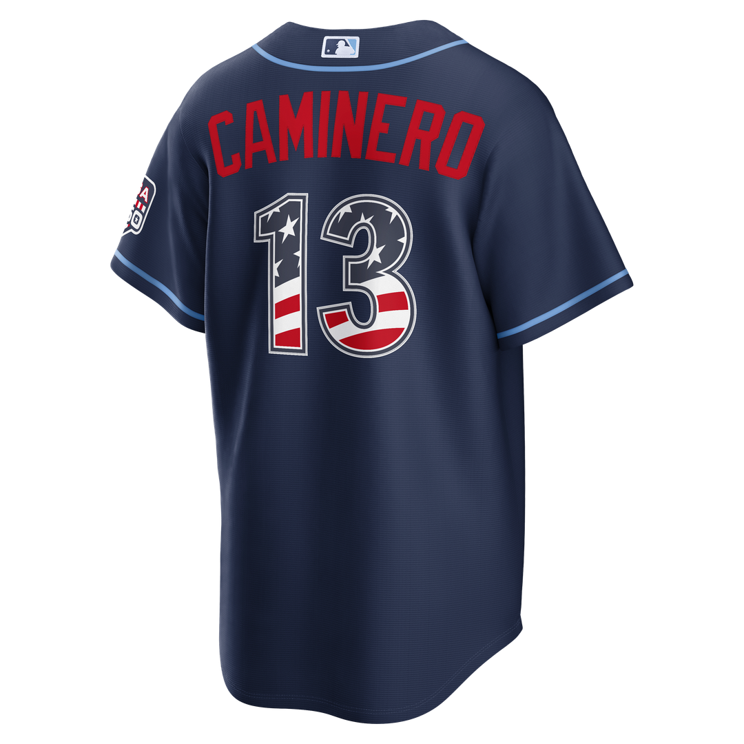 Tampa Bay Rays Junior Caminero Nike USA 250 Fourth of July Road Stadium Jersey - Navy Team Jersey Sports Fan Apparel