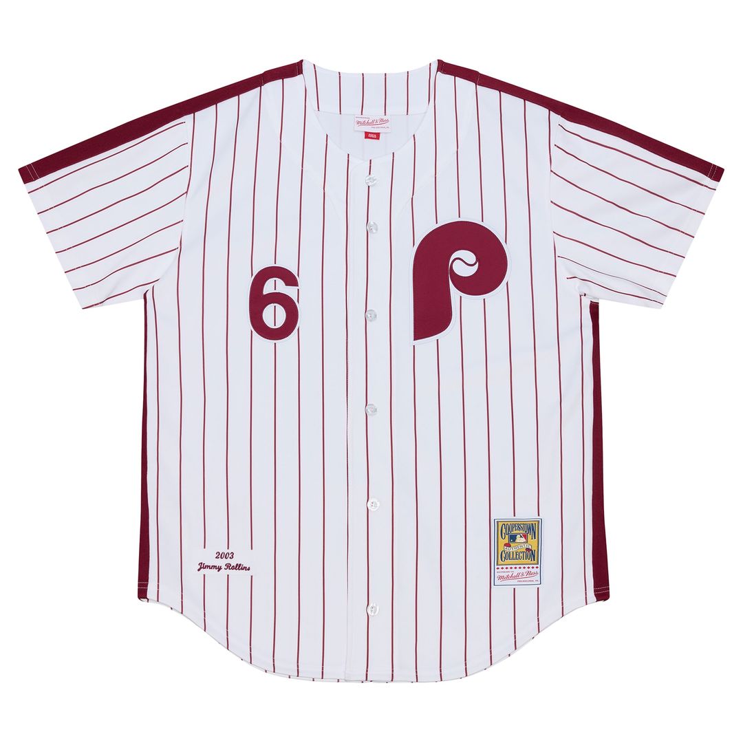Philadelphia Phillies Jimmy Rollins Mitchell & Ness 2003 Cooperstown Authentic Jersey - White Team Jersey Sports Fan Apparel