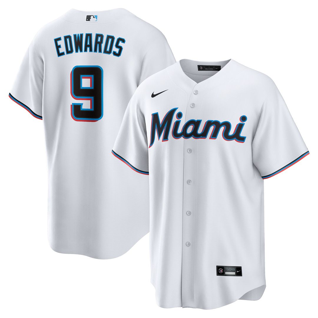 Miami Marlins Xavier Edwards Nike Home Replica Jersey - White Team Jersey Sports Fan Apparel