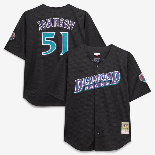 Arizona Diamondbacks Randy Johnson Mitchell & Ness Big & Tall Cooperstown Mesh Batting Practice Jersey - Black Team Jersey Sports Fan Apparel
