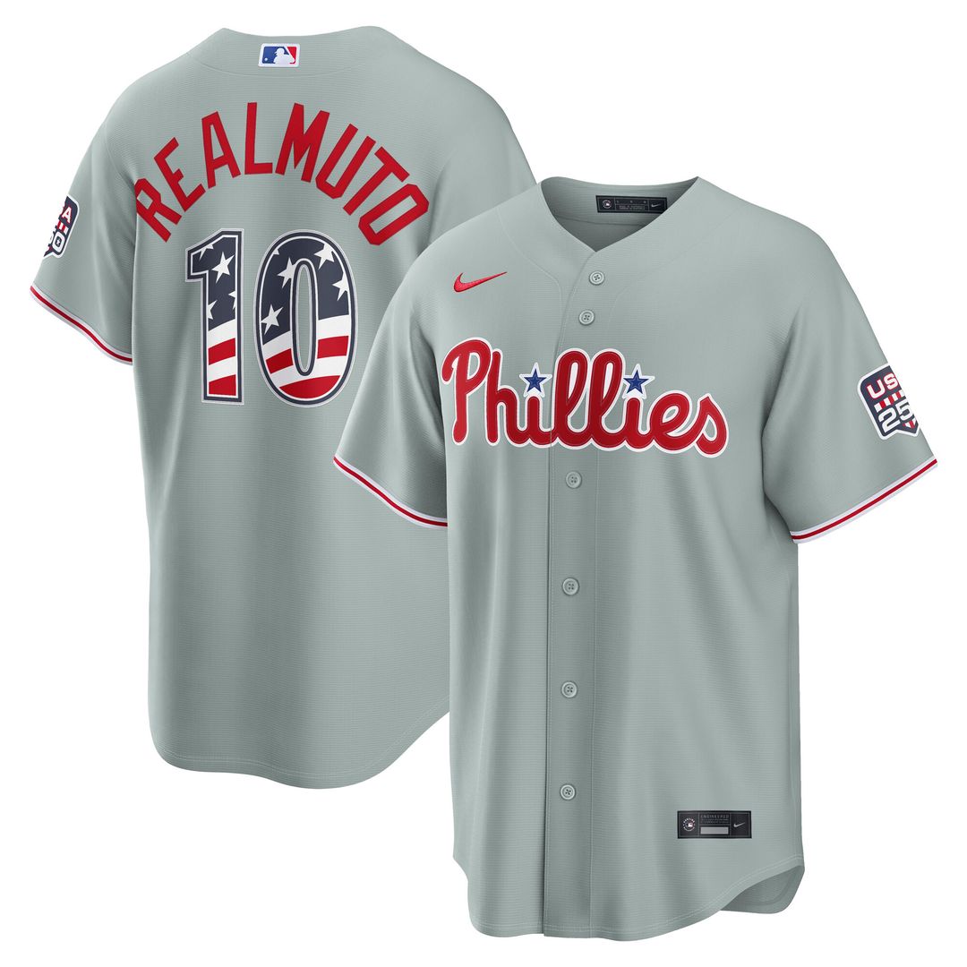 Philadelphia Phillies J.T. Realmuto Nike USA 250 Fourth of July Road Stadium Jersey - Gray Team Jersey Sports Fan Apparel