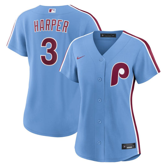 Philadelphia Phillies Bryce Harper Nike Women's Alternate Replica Jersey - Light Blue Team Jersey Sports Fan Apparel