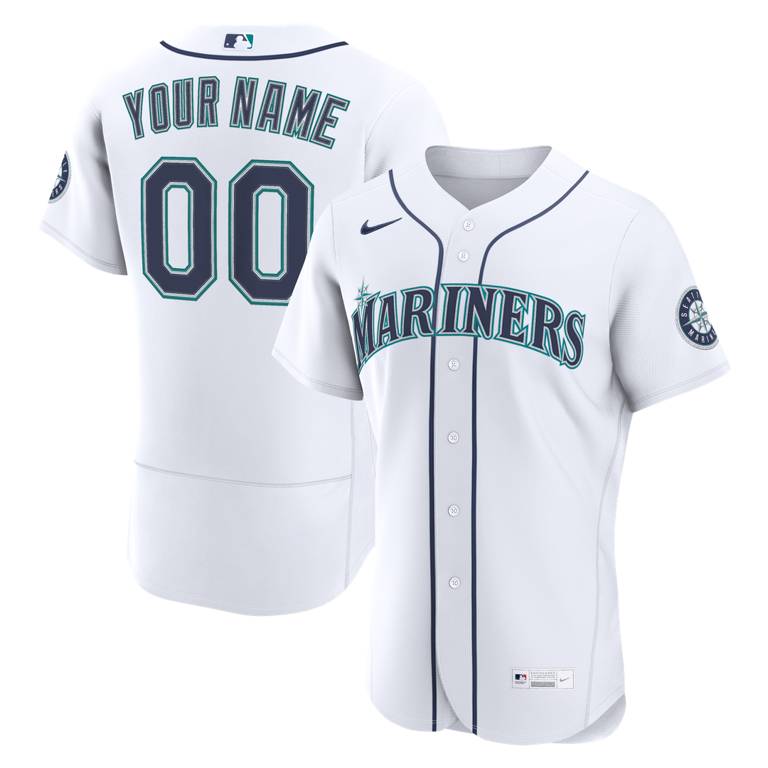 Seattle Mariners Nike Home Authentic Custom Jersey - White Team Jersey Sports Fan Apparel