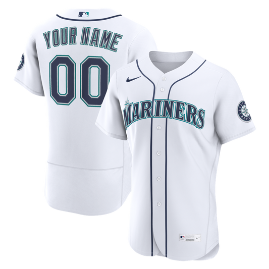 Seattle Mariners Nike Home Authentic Custom Jersey - White Team Jersey Sports Fan Apparel
