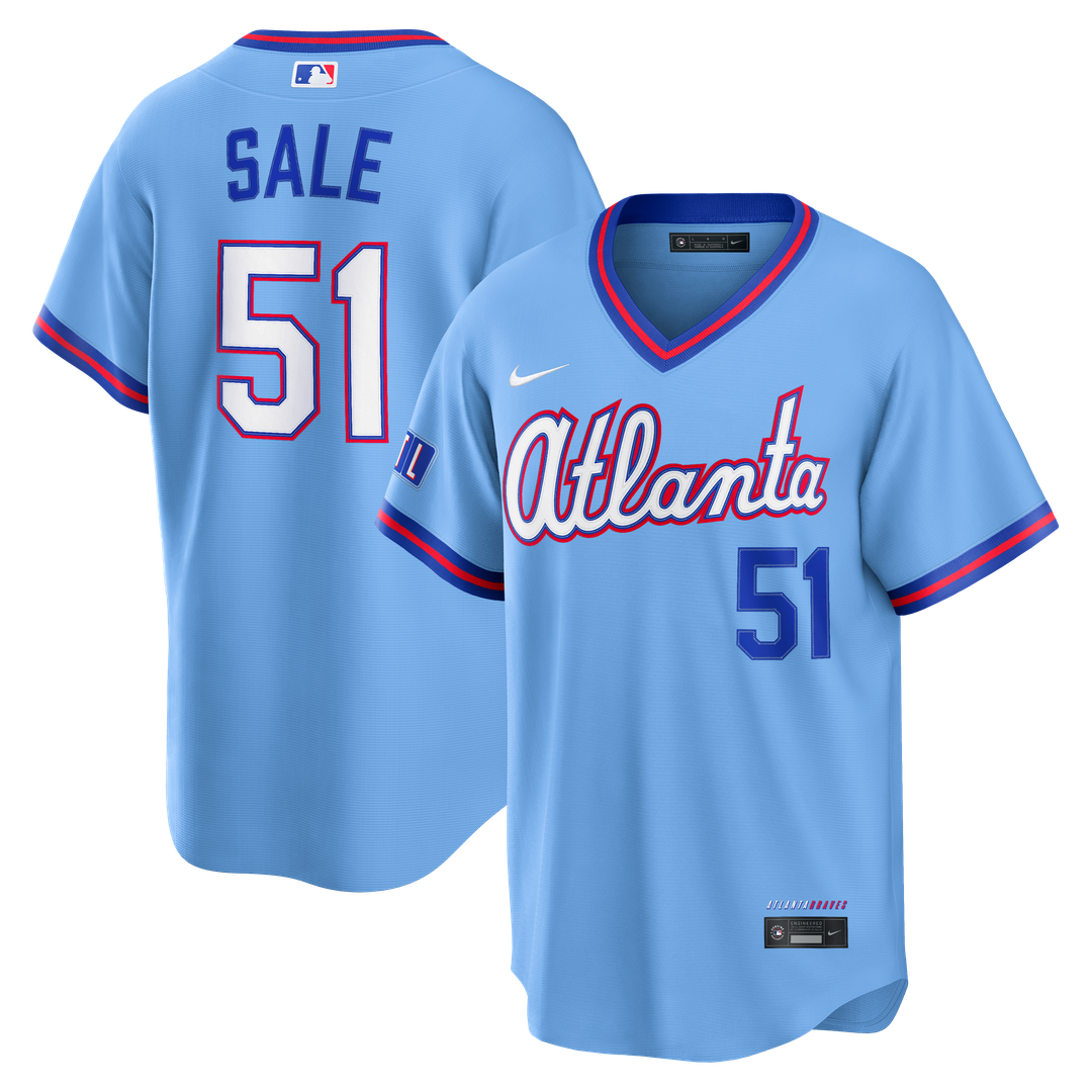 Atlanta Braves Chris Sale Nike 2026 City Connect Stadium Jersey - Powder Blue Team Jersey Sports Fan Apparel
