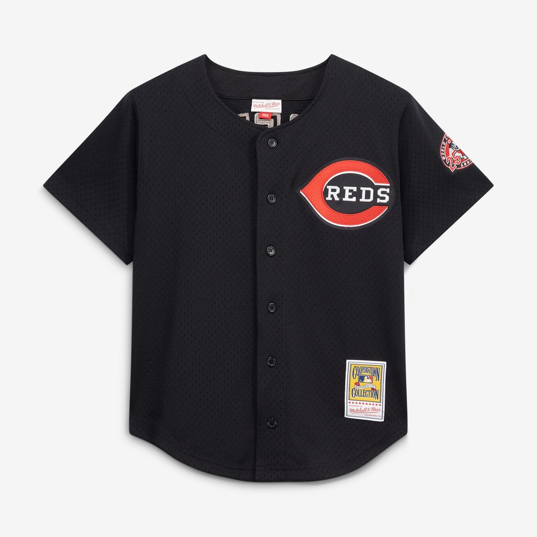 Cincinnati Reds Ken Griffey Jr. Mitchell & Ness Cooperstown Mesh Batting Practice Button - Up Jersey - Black Team Jersey Sports Fan Apparel