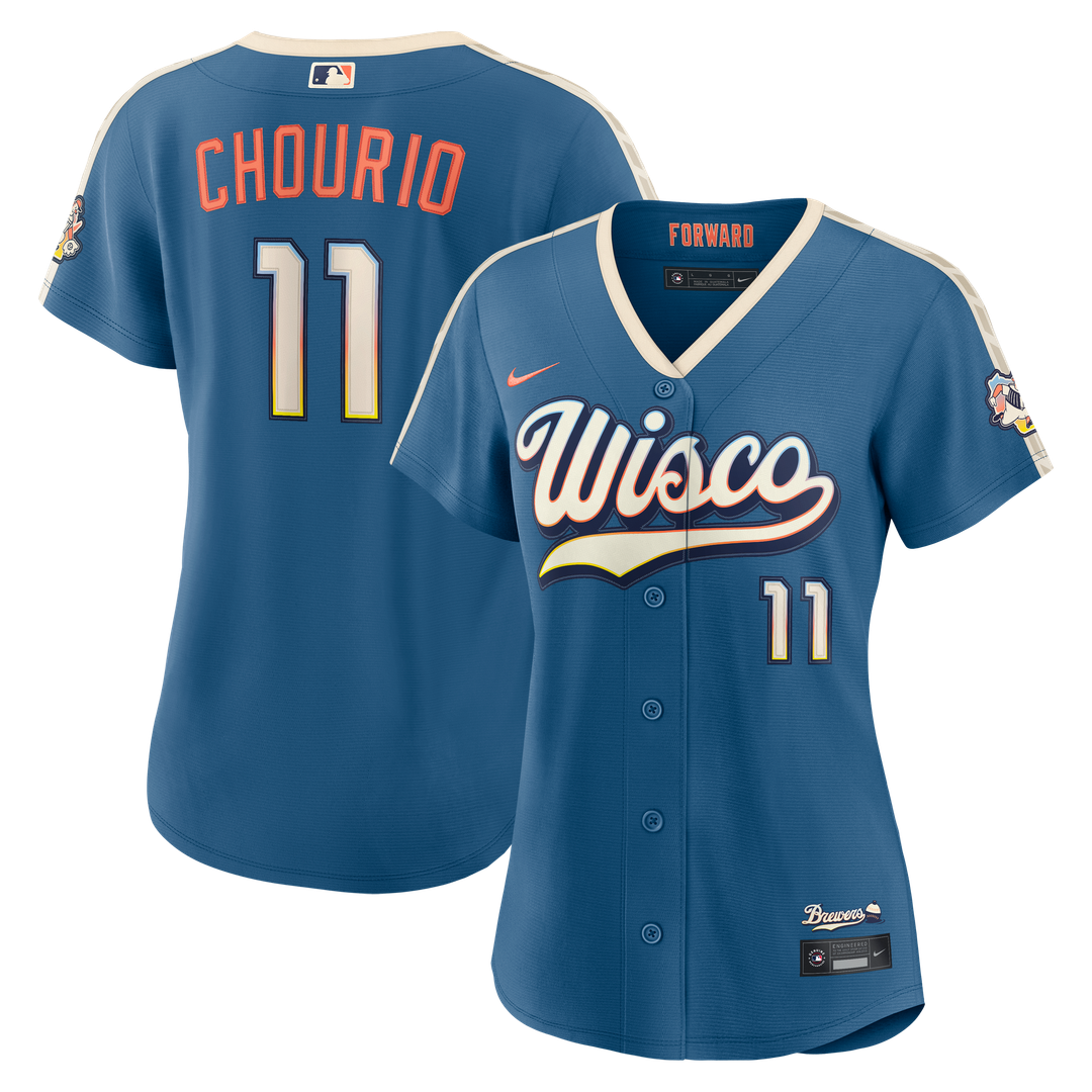 Milwaukee Brewers Jackson Chourio Nike Women's 2026 City Connect Stadium Jersey - Mineral Blue Team Jersey Sports Fan Apparel