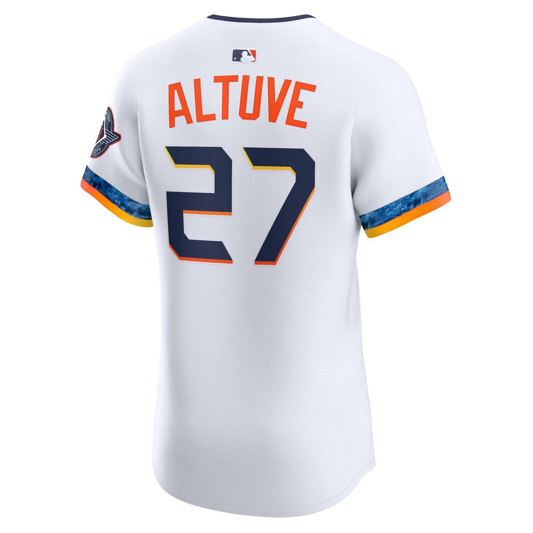 Houston Astros Jose Altuve Nike 2025 City Connect Elite Player Jersey - White Team Jersey Sports Fan Apparel