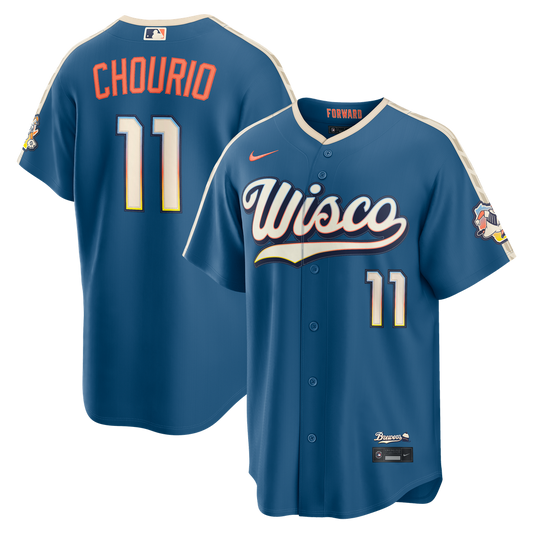 Milwaukee Brewers Jackson Chourio Nike 2026 City Connect Stadium Jersey - Mineral Blue Team Jersey Sports Fan Apparel