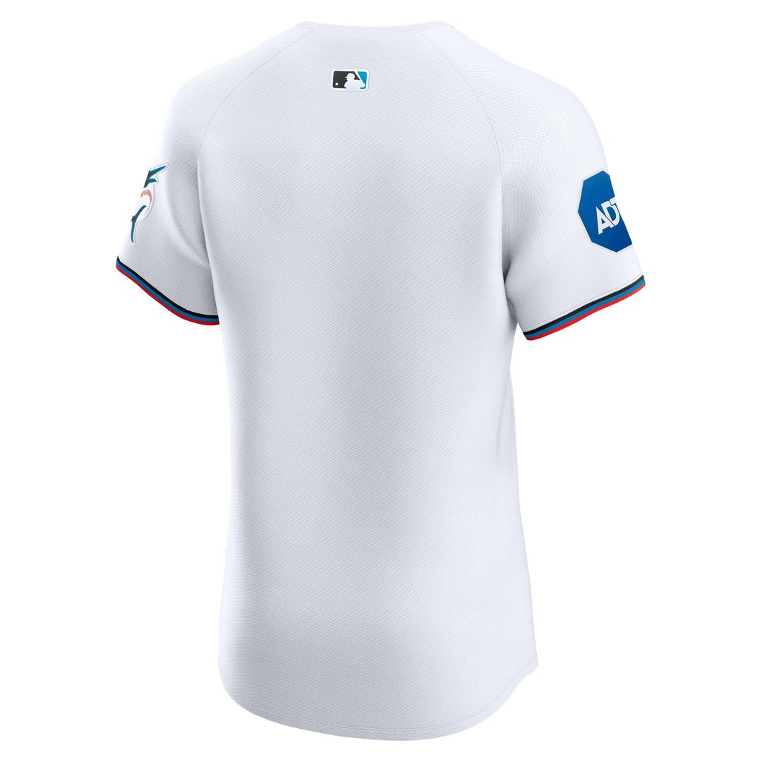 Miami Marlins Nike Home Elite Patch Jersey - White Team Jersey Sports Fan Apparel