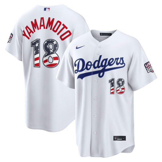 Los Angeles Dodgers Yoshinobu Yamamoto Nike USA 250 Fourth of July Home Stadium Jersey - White Team Jersey Sports Fan Apparel