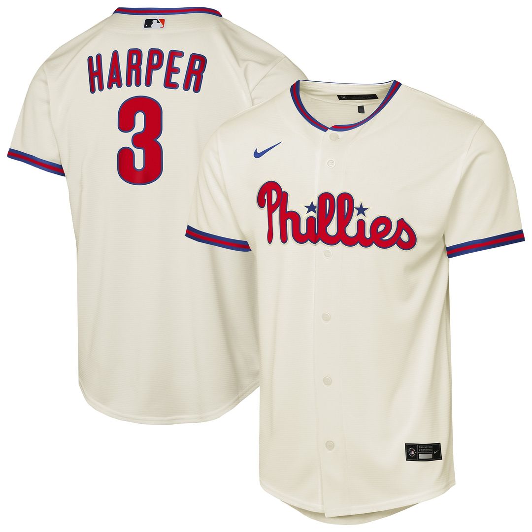 Philadelphia Phillies Bryce Harper Nike Youth Alternate 2 Replica Jersey - Cream Team Jersey Sports Fan Apparel