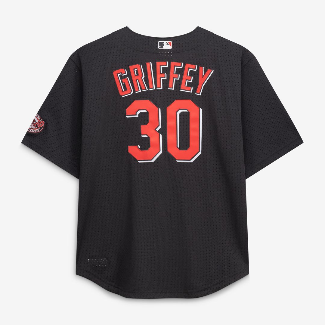 Cincinnati Reds Ken Griffey Jr. Mitchell & Ness Big & Tall Cooperstown Mesh Batting Practice Jersey - Black Team Jersey Sports Fan Apparel