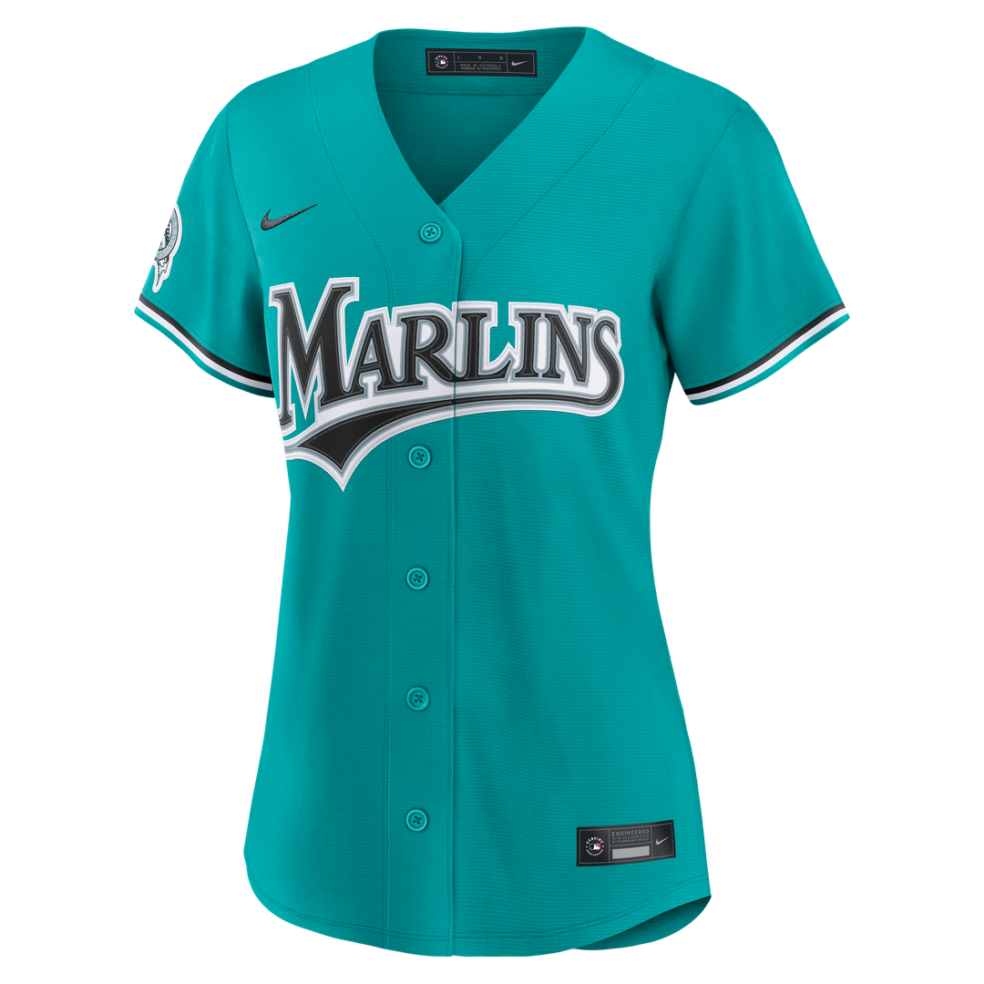 Miami Marlins Nike Women's Alternate Stadium Jersey - Teal Team Jersey Sports Fan Apparel