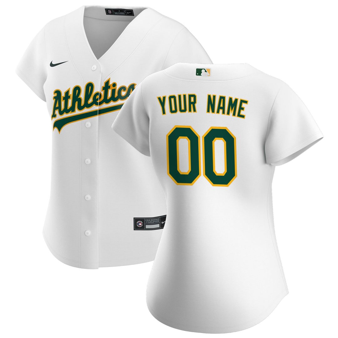 Athletics Nike Women's Home Replica Custom Jersey - White Team Jersey Sports Fan Apparel