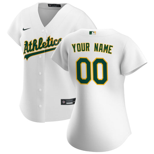Athletics Nike Women's Home Replica Custom Jersey - White Team Jersey Sports Fan Apparel