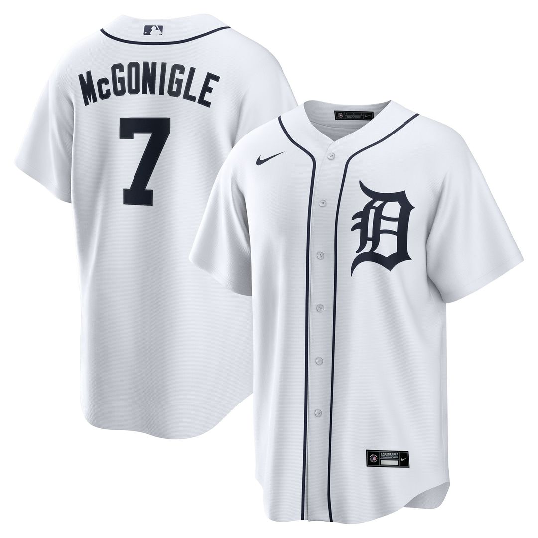 Detroit Tigers Kevin McGonigle Nike Home Replica Jersey - White Team Jersey Sports Fan Apparel