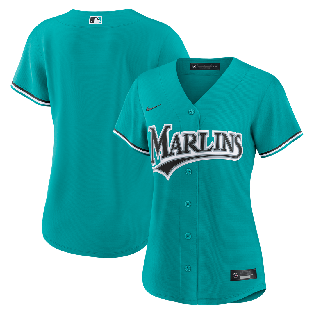 Miami Marlins Nike Women's Alternate Replica Jersey - Teal Team Jersey Sports Fan Apparel