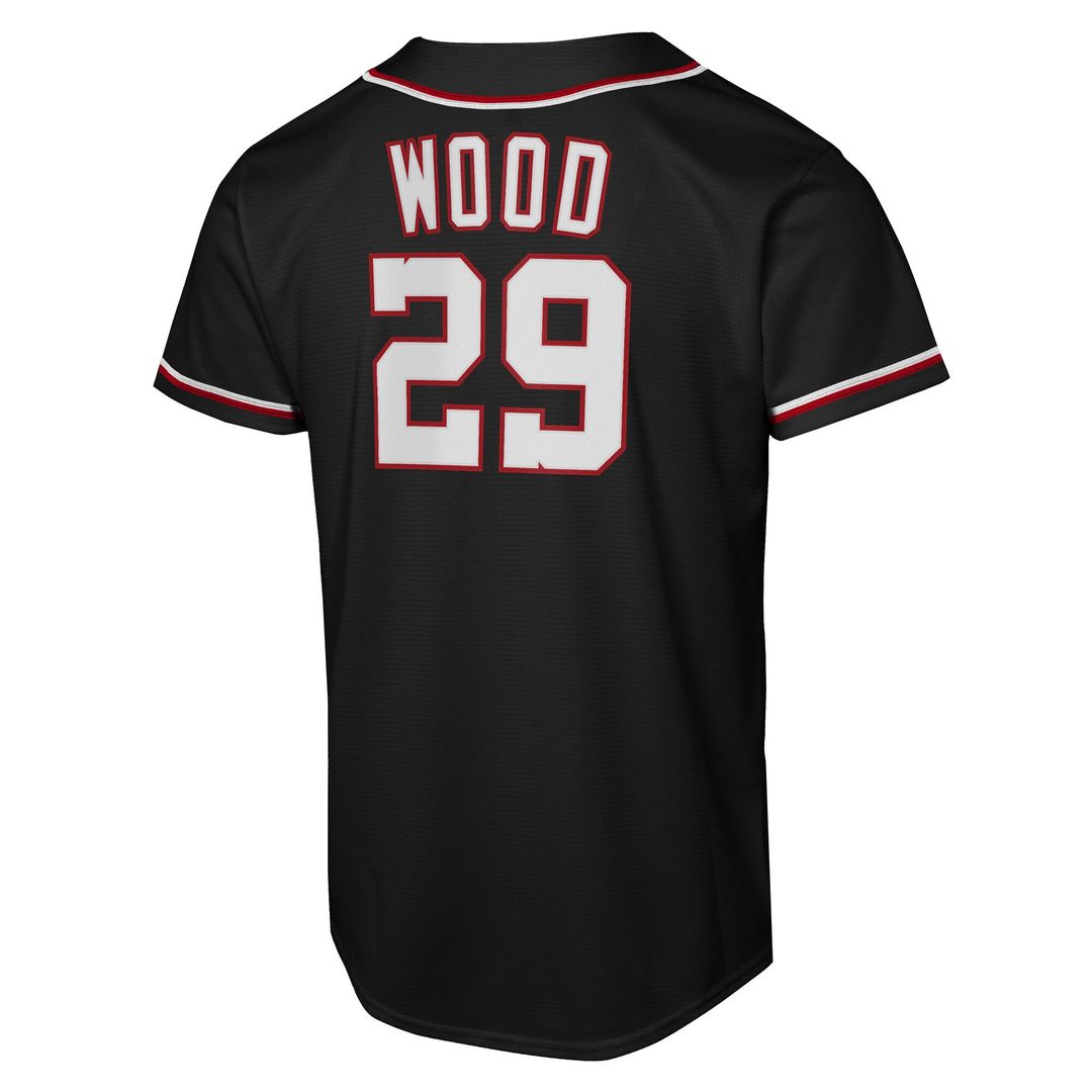 Washington Nationals James Wood Nike Youth Fashion Replica Player Jersey - Black Team Jersey Sports Fan Apparel