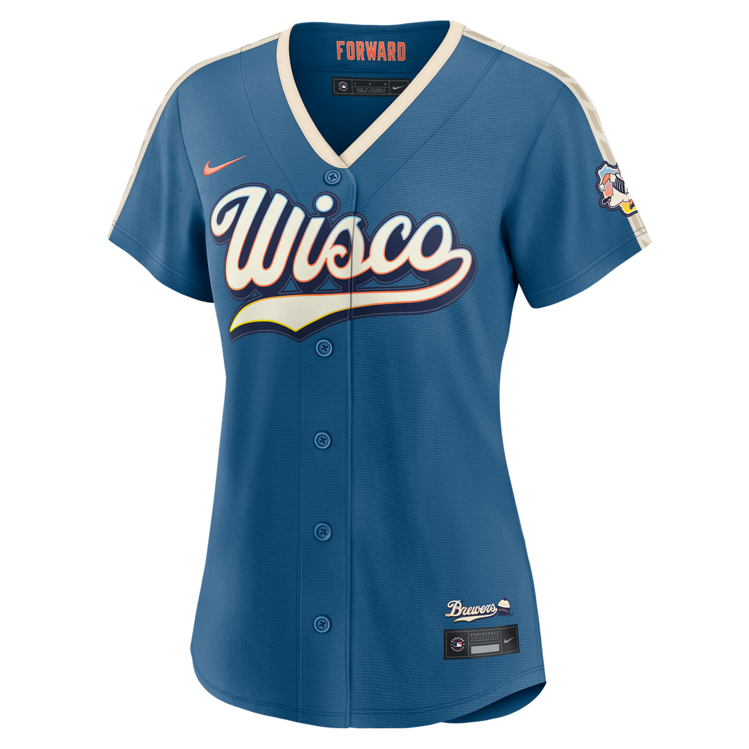 Milwaukee Brewers Nike Women's 2026 City Connect Stadium Jersey - Mineral Blue Team Jersey Sports Fan Apparel