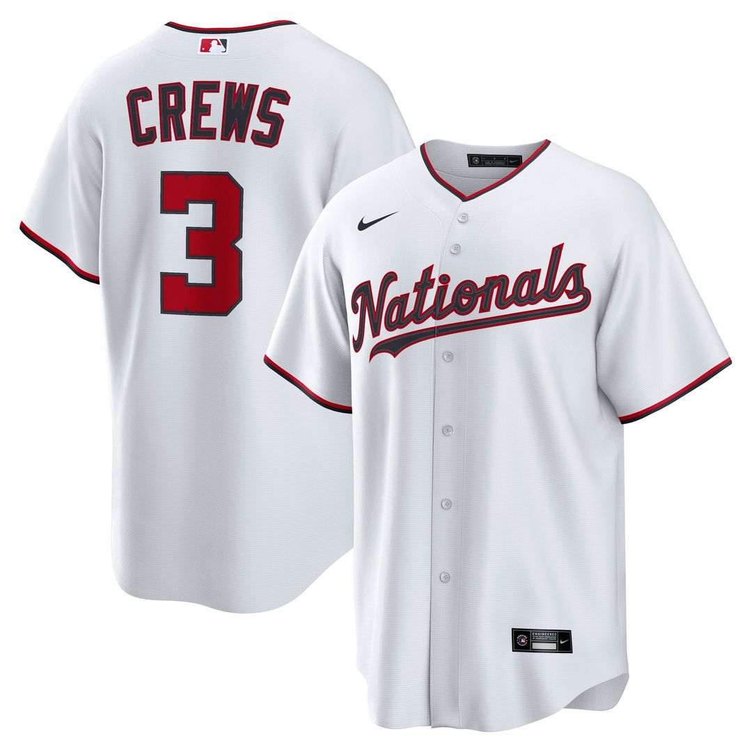 Washington Nationals Dylan Crews Nike Home Replica Jersey - White Team Jersey Sports Fan Apparel