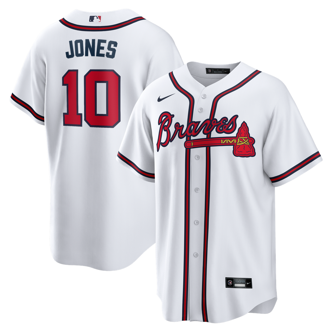 Atlanta Braves Chipper Jones Nike Home Retired Player Replica Jersey - White Team Jersey Sports Fan Apparel