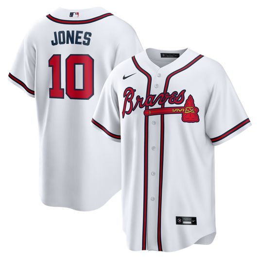 Atlanta Braves Chipper Jones Nike Home Retired Player Replica Jersey - White Team Jersey Sports Fan Apparel