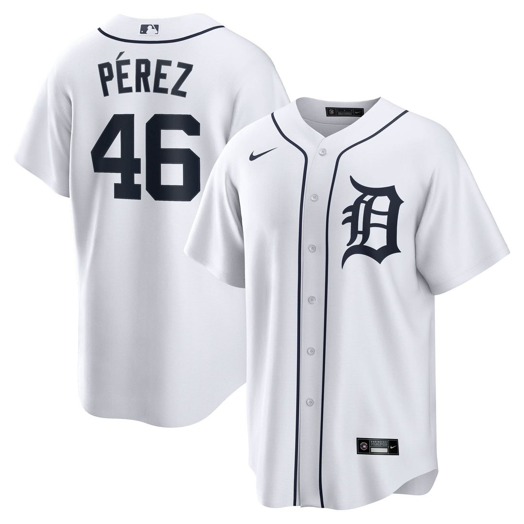 Detroit Tigers Wenceel Pérez Nike Home Replica Jersey - White Team Jersey Sports Fan Apparel