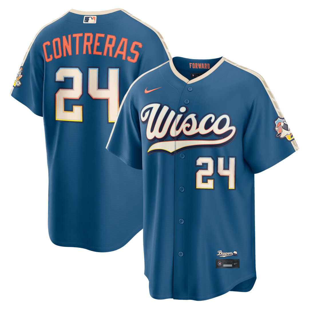 Milwaukee Brewers William Contreras Nike 2026 City Connect Stadium Jersey - Mineral Blue Team Jersey Sports Fan Apparel