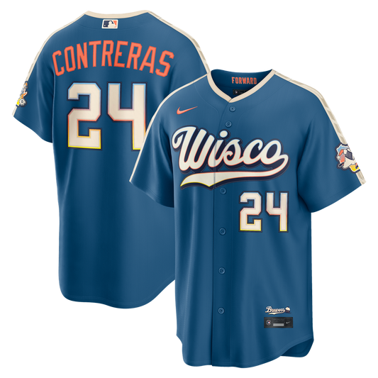 Milwaukee Brewers William Contreras Nike 2026 City Connect Stadium Jersey - Mineral Blue Team Jersey Sports Fan Apparel