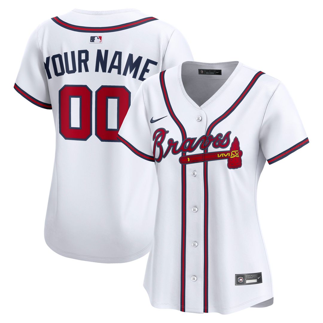 Atlanta Braves Nike Women's Home Limited Custom Jersey - White Team Jersey Sports Fan Apparel