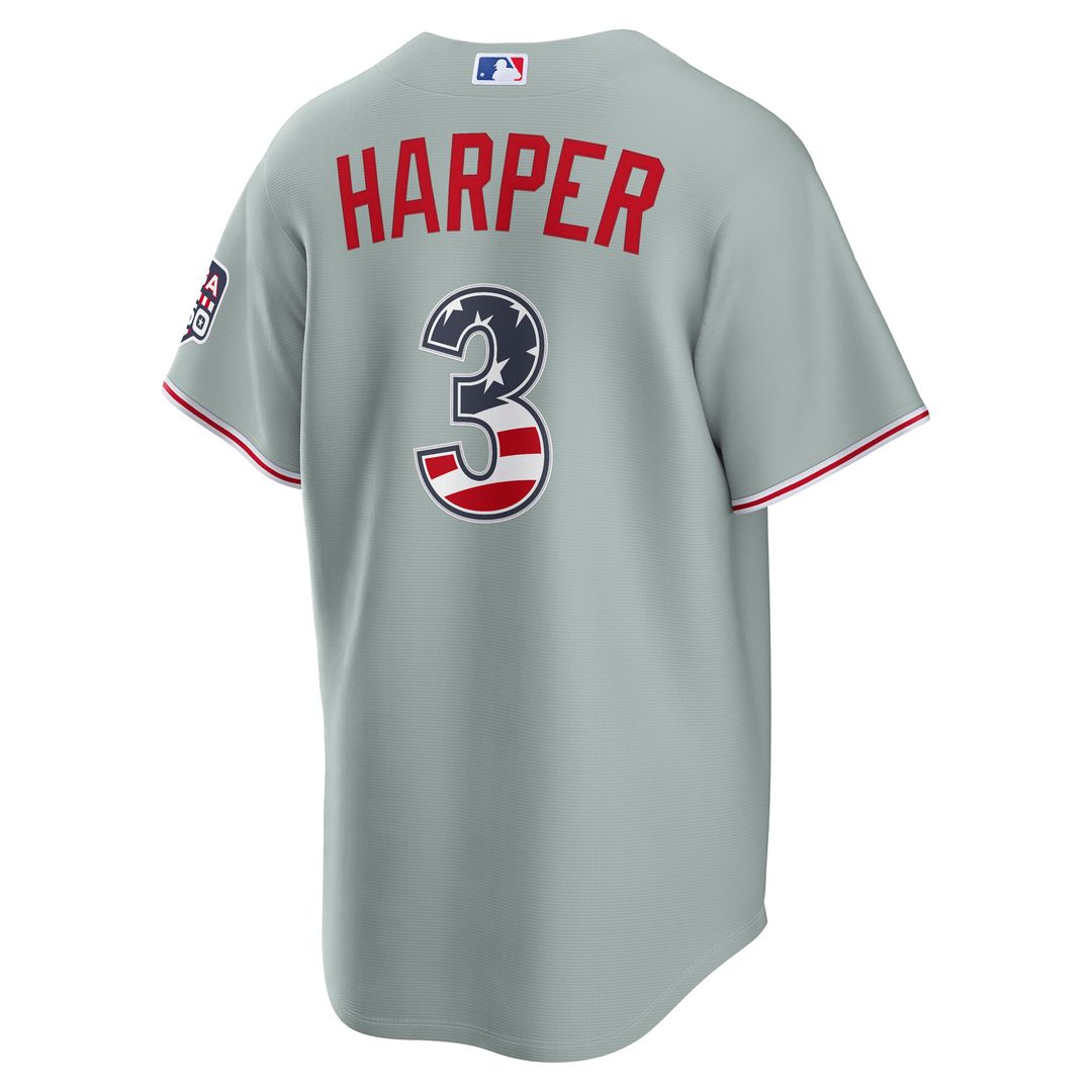 Philadelphia Phillies Bryce Harper Nike USA 250 Fourth of July Road Stadium Jersey - Gray Team Jersey Sports Fan Apparel