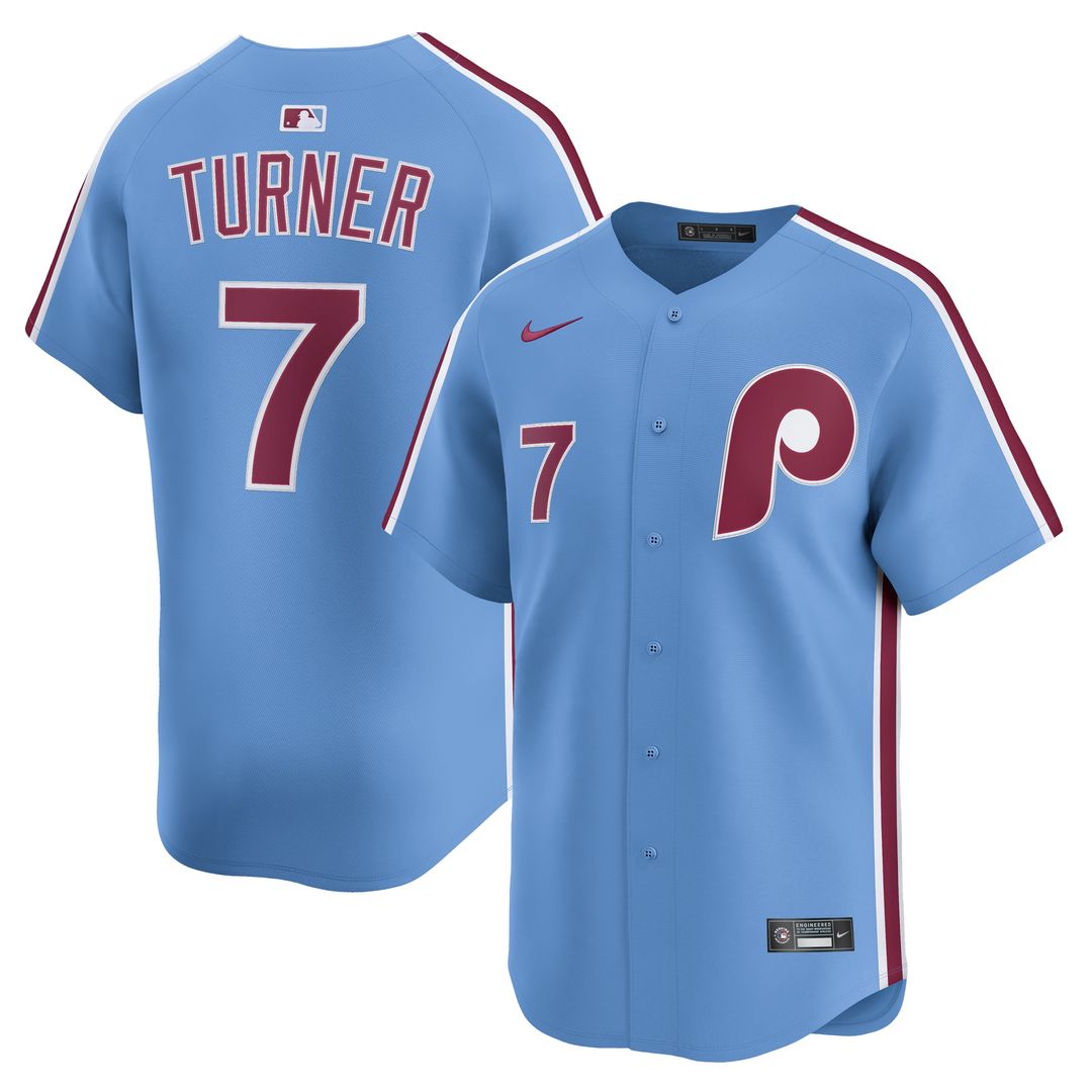 Philadelphia Phillies Trea Turner Nike Alternate Limited Player Jersey - Light Blue Team Jersey Sports Fan Apparel