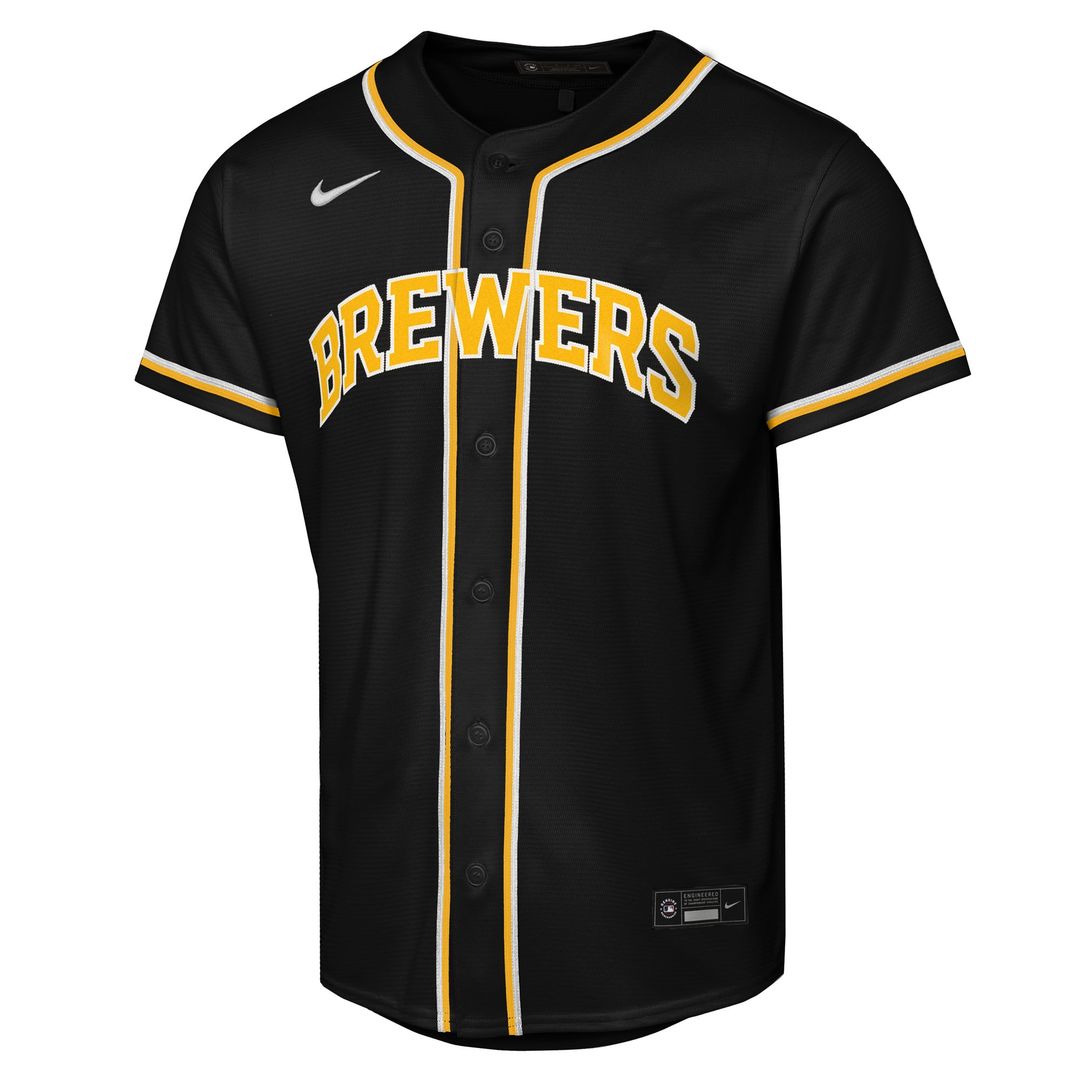 Milwaukee Brewers Jackson Chourio Nike Youth Fashion Replica Player Jersey - Black Team Jersey Sports Fan Apparel