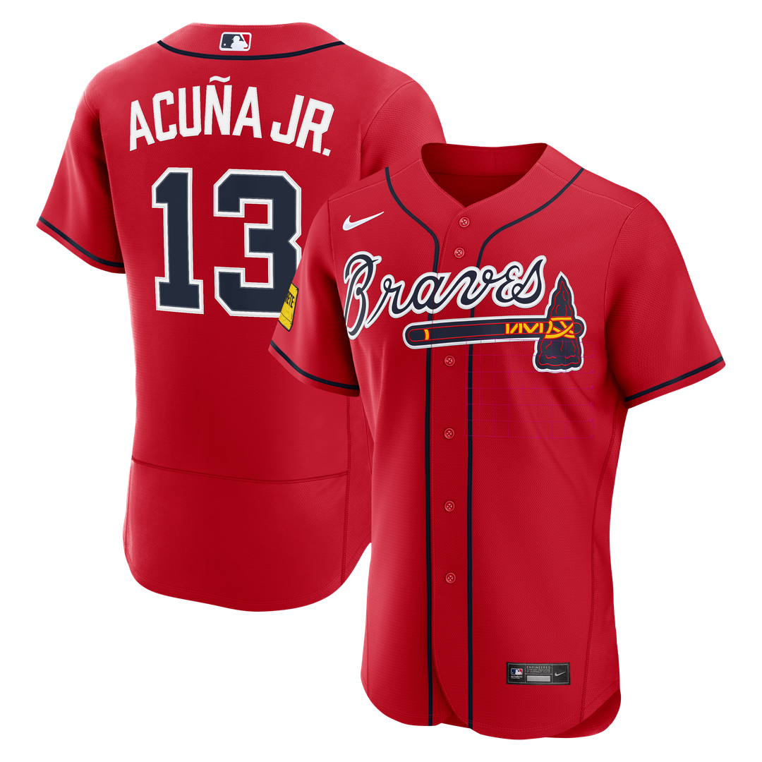 Atlanta Braves Ronald Acuña Jr. Nike Alternate Authentic Sponsor Patch Jersey - Red Team Jersey Sports Fan Apparel