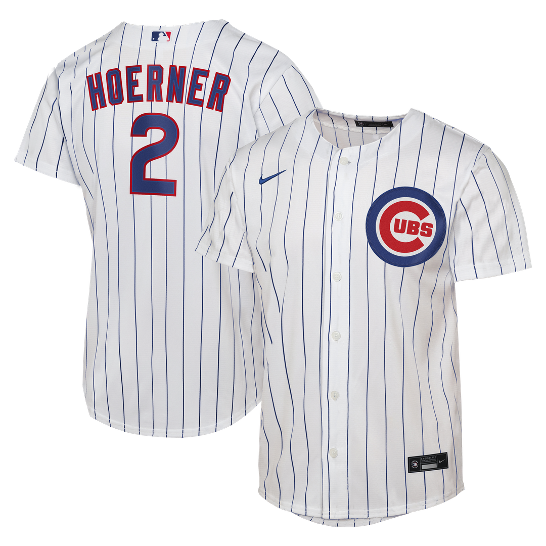 Chicago Cubs Nico Hoerner Nike Youth Home Replica Jersey - White Team Jersey Sports Fan Apparel