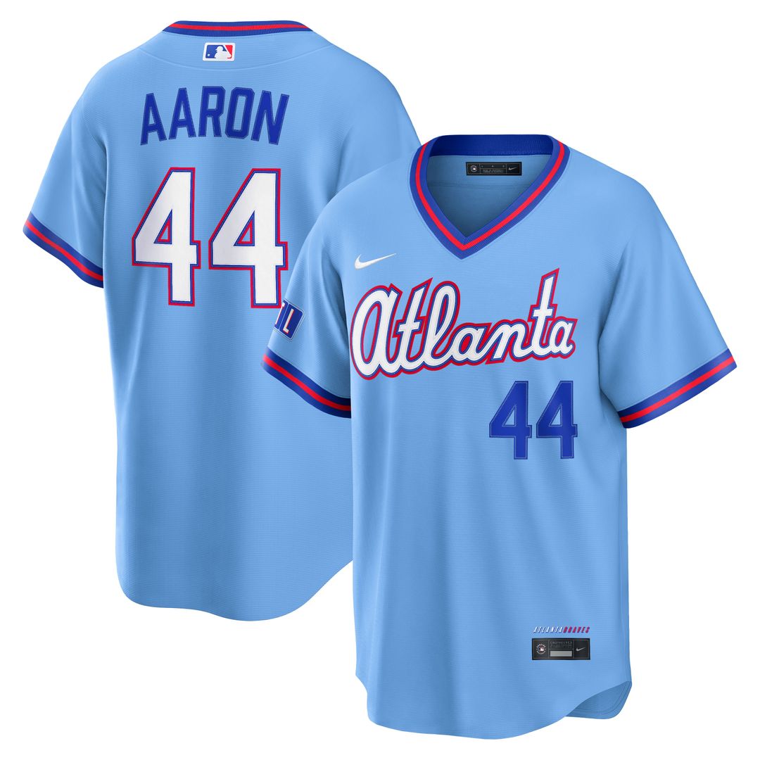 Atlanta Braves Hank Aaron Nike 2026 City Connect Stadium Jersey - Powder Blue Team Jersey Sports Fan Apparel