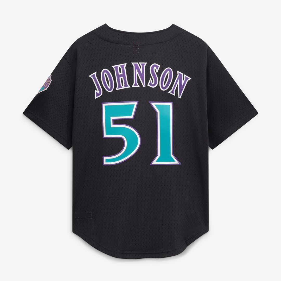 Arizona Diamondbacks Randy Johnson Mitchell & Ness Cooperstown Mesh Batting Practice Button - Up Jersey - Black Team Jersey Sports Fan Apparel