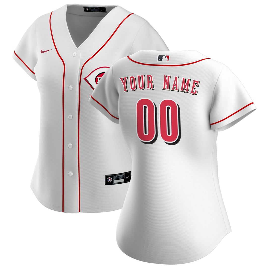 Cincinnati Reds Nike Women's Home Replica Custom Jersey - White Team Jersey Sports Fan Apparel
