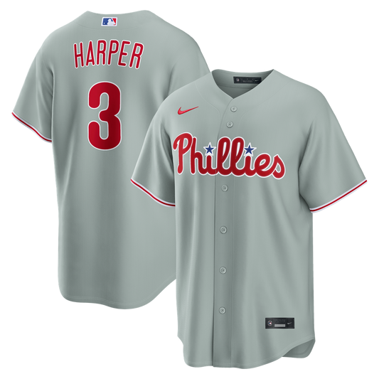 Philadelphia Phillies Bryce Harper Nike Road Replica Jersey - Gray Team Jersey Sports Fan Apparel