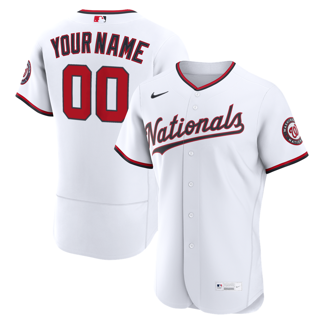 Washington Nationals Nike Home Authentic Custom Jersey - White Team Jersey Sports Fan Apparel