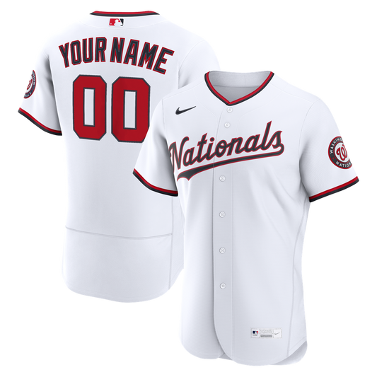Washington Nationals Nike Home Authentic Custom Jersey - White Team Jersey Sports Fan Apparel