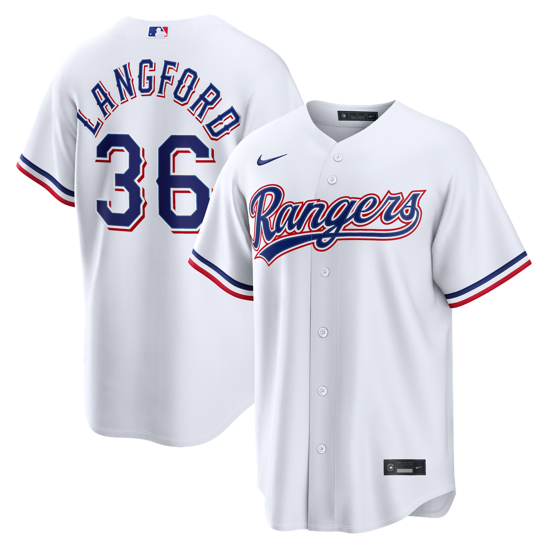 Texas Rangers Wyatt Langford Nike Home Replica Jersey - White Team Jersey Sports Fan Apparel