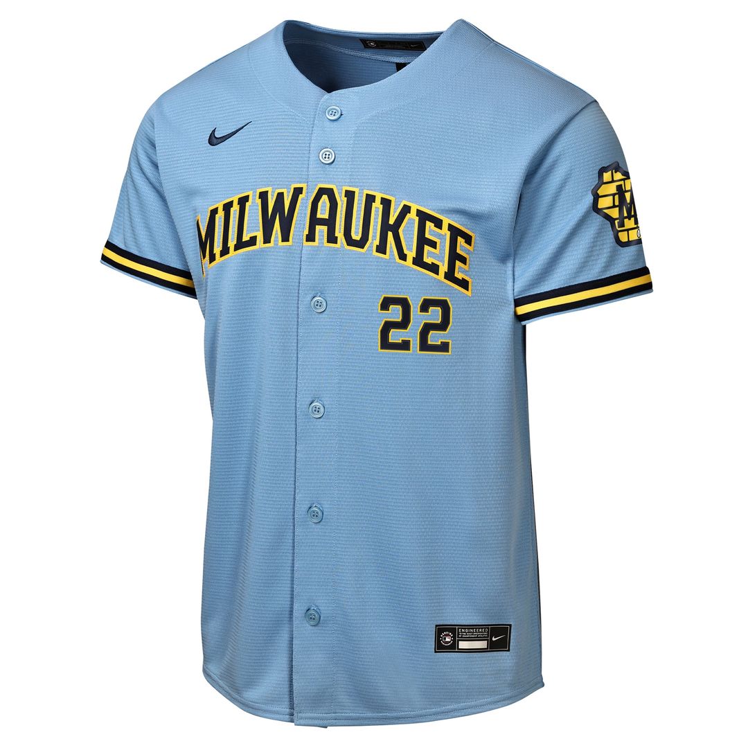 Milwaukee Brewers Christian Yelich Nike Youth Road Stadium Jersey - Powder Blue Team Jersey Sports Fan Apparel