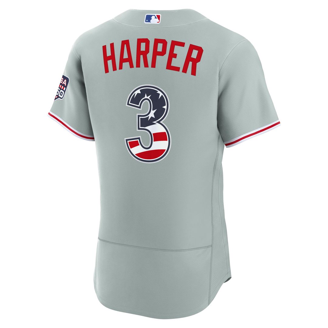 Philadelphia Phillies Bryce Harper Nike USA 250 Fourth of July Road Authentic Jersey - Gray Team Jersey Sports Fan Apparel