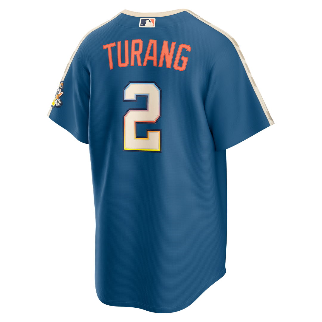 Milwaukee Brewers Brice Turang Nike 2026 City Connect Stadium Jersey - Mineral Blue Team Jersey Sports Fan Apparel