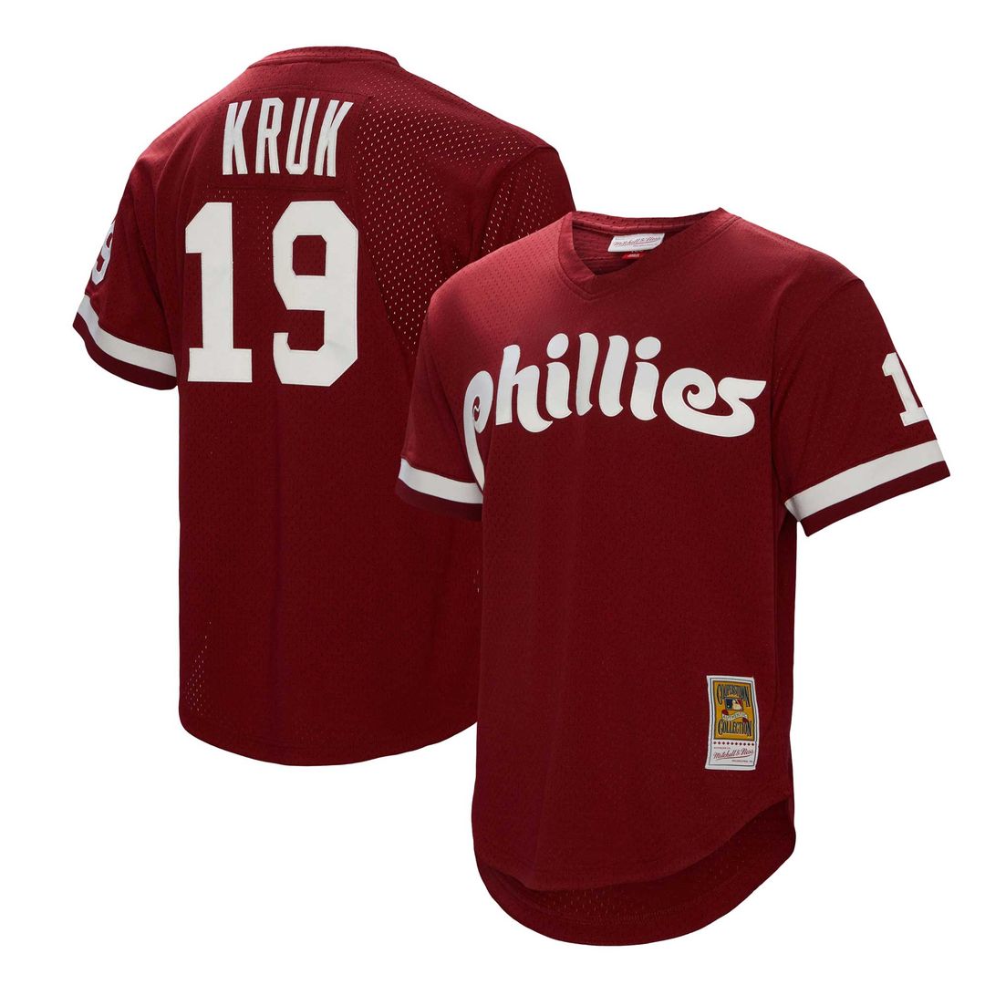 Philadelphia Phillies John Kruk Mitchell & Ness Big & Tall Cooperstown Mesh Batting Practice Jersey - Burgundy Team Jersey Sports Fan Apparel