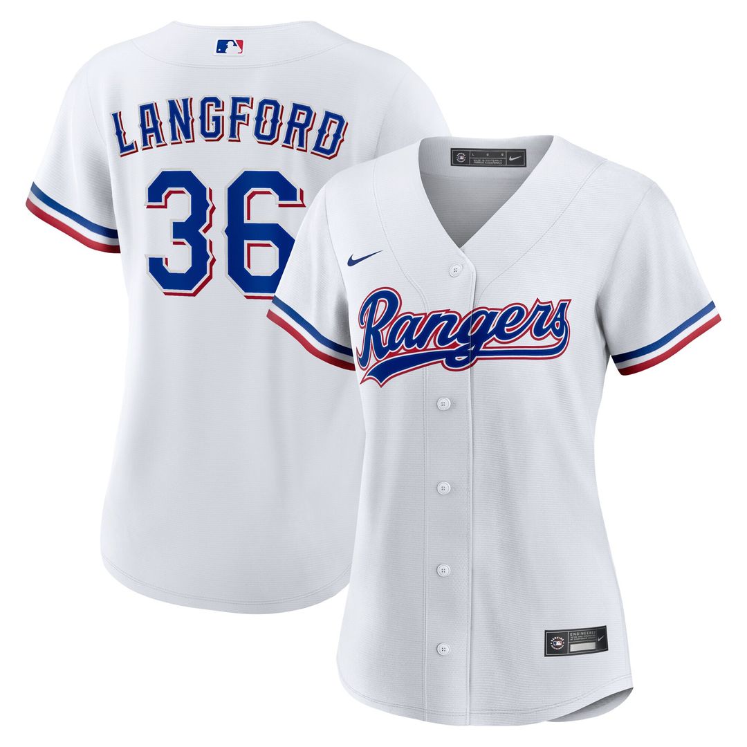 Texas Rangers Wyatt Langford Nike Women's Home Replica Jersey - White Team Jersey Sports Fan Apparel