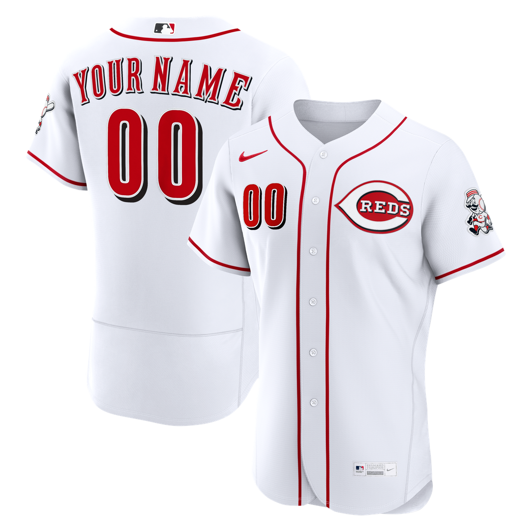 Cincinnati Reds Nike Home Authentic Custom Jersey - White Team Jersey Sports Fan Apparel
